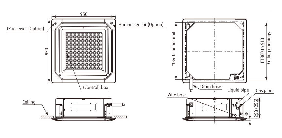 Elexco.lv  Fujitsu-General цикуляционные поточные кассетные сплит-системы внутренний блок AUXG 18 LRLB