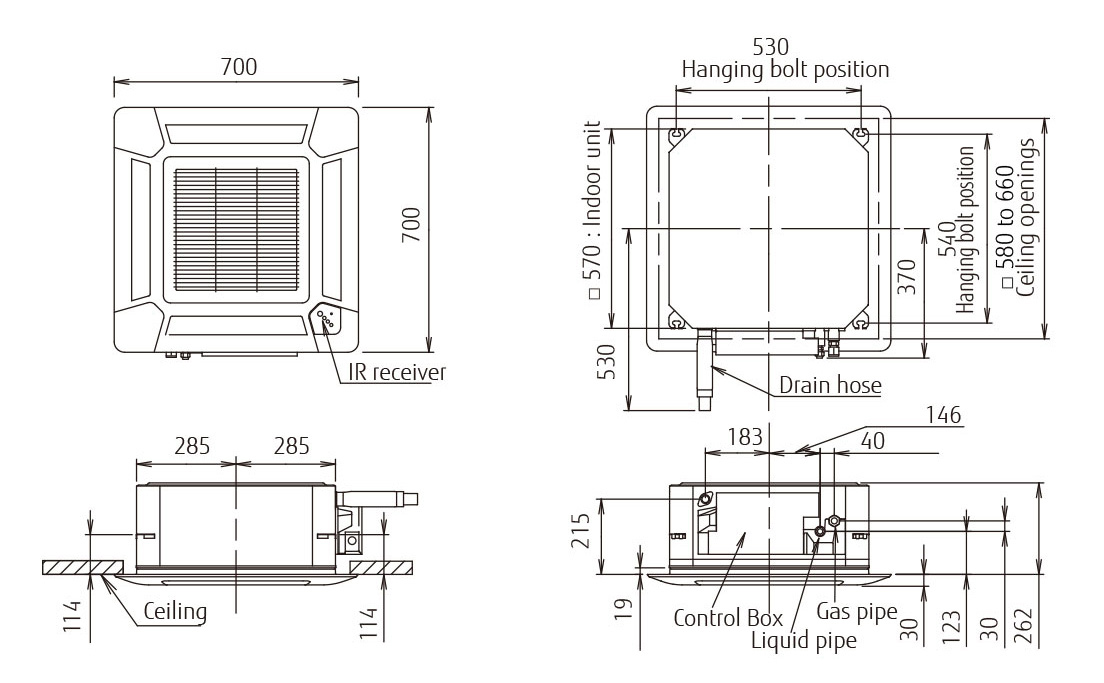 Elexco.lv  Fujitsu-General COMPACT потолочные кассетные сплит-системы внутренний блок AUYG 14 LVLB